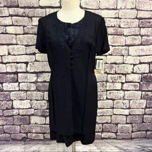 Dawn Joy II NWT Navy Faux Coat Dress Size 14P